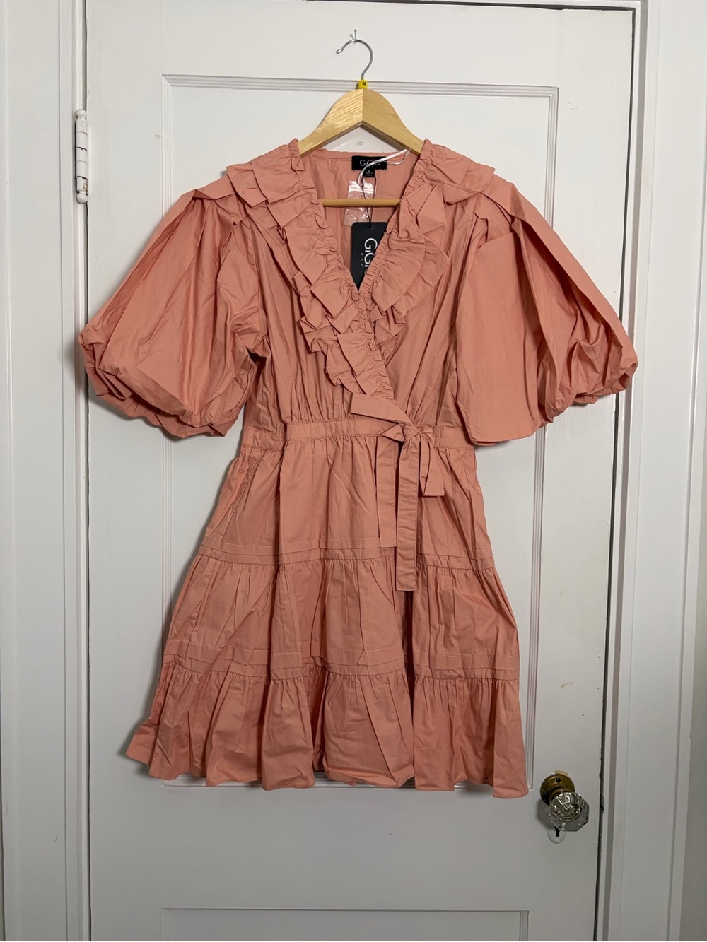 GiGiO Dusty Pink Ruffle Wrap Dress